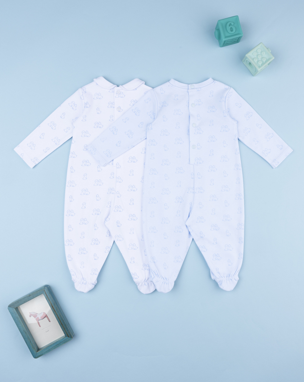 βρεφικά φορμάκια βαμβακερά με σκυλάκια πακέτο x2 για αγόρι - Prénatal