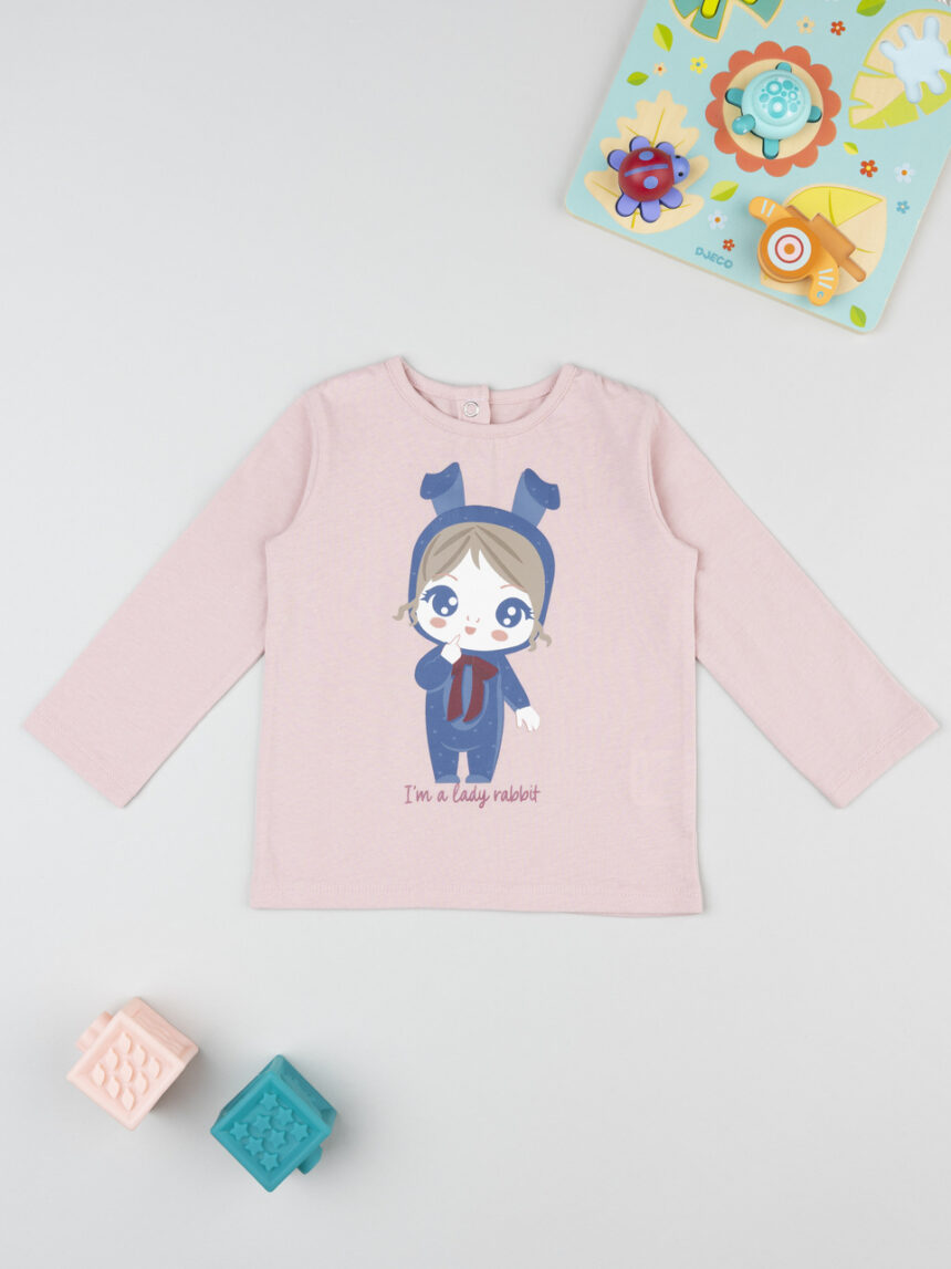 βρεφική μπλούζα ροζ lady rabbit για κορίτσι - Prénatal