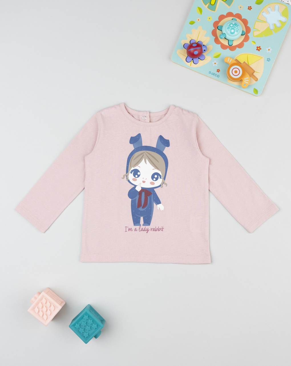 βρεφική μπλούζα ροζ lady rabbit για κορίτσι