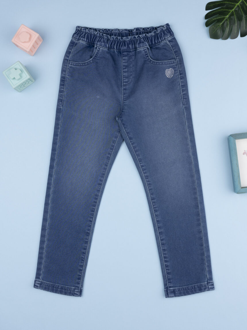 παιδικό τζιν παντελόνι μπλε με καρδούλα για κορίτσι - Prénatal