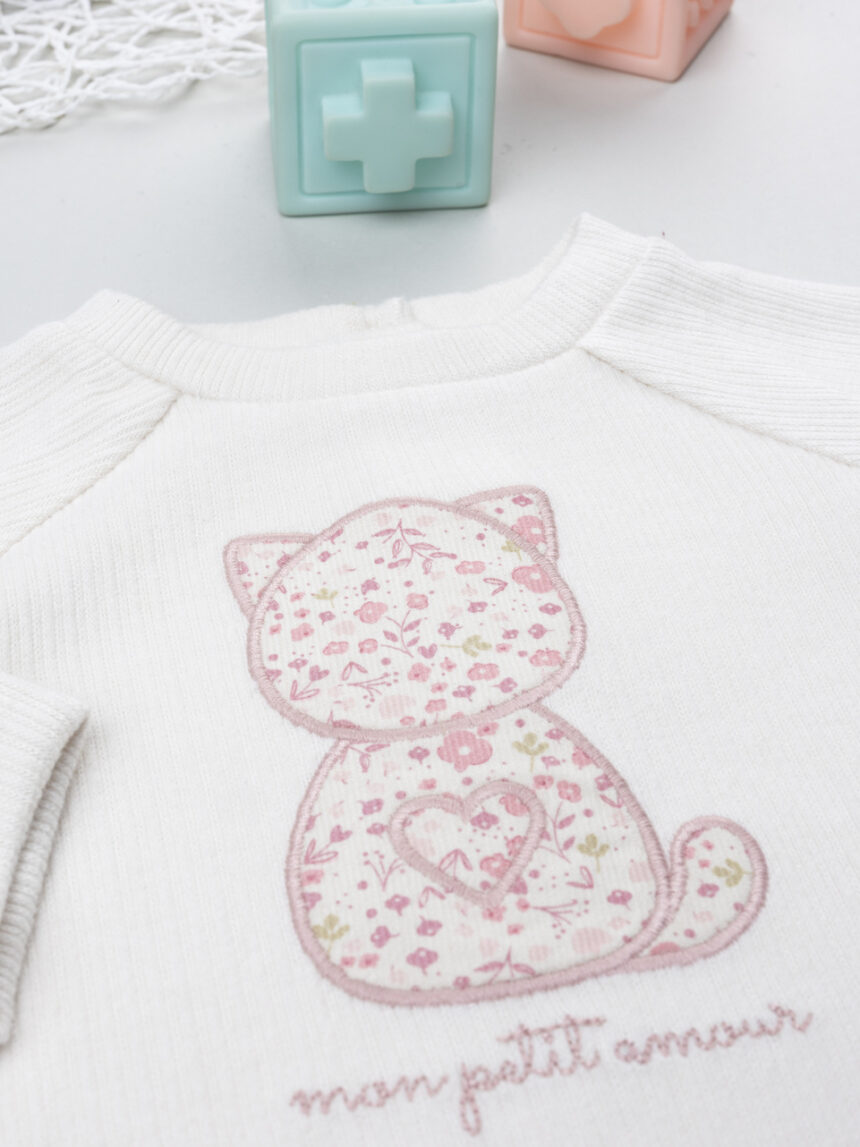 βρεφική μπλούζα φούτερ λευκή petit amour για κορίτσι - Prénatal