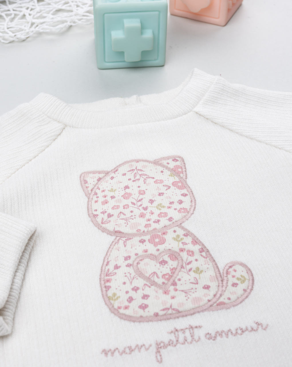 βρεφική μπλούζα φούτερ λευκή petit amour για κορίτσι - Prénatal