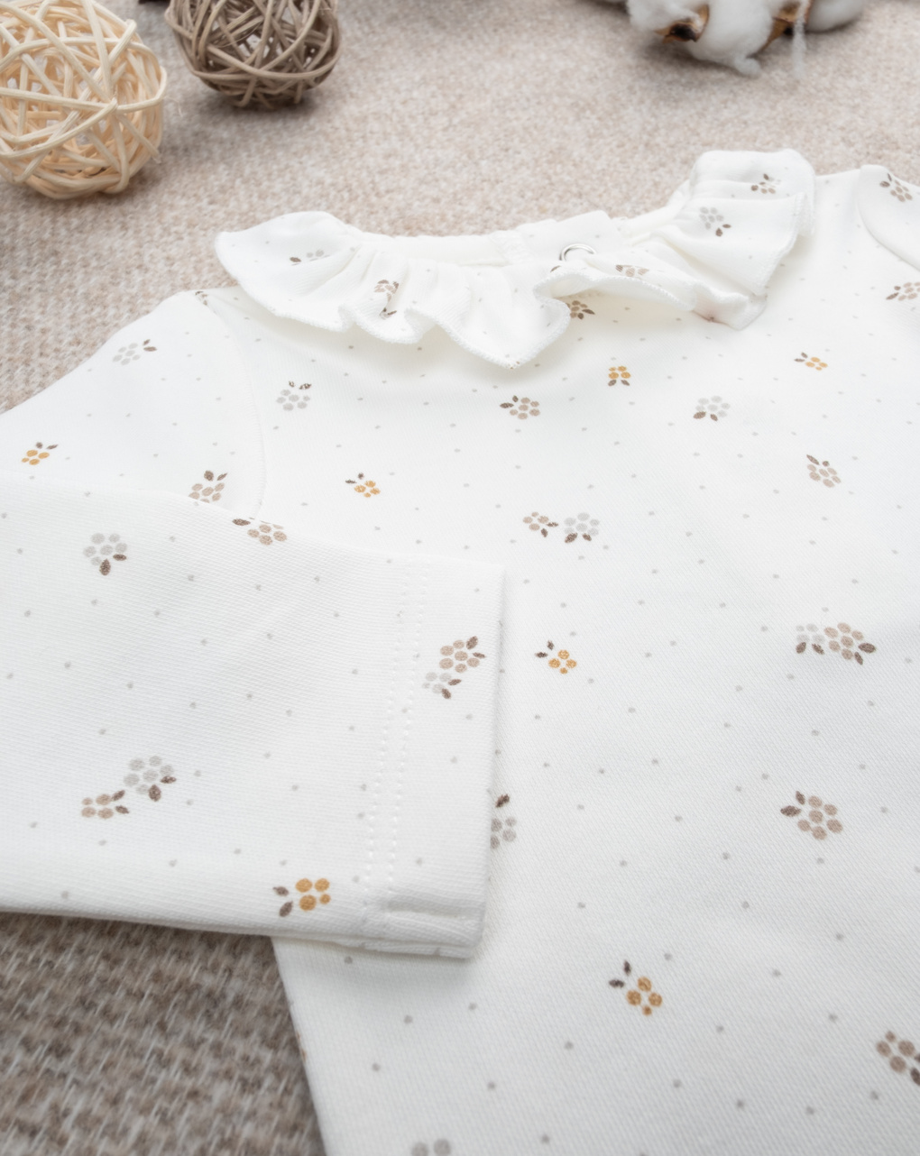 βρεφικό κορμάκι λευκό με λουλούδια για κορίτσι - Prénatal