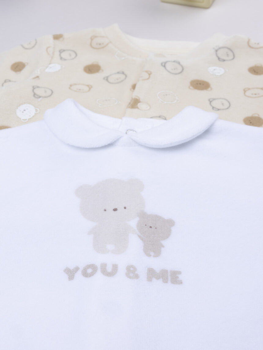 βρεφικά φορμάκια σενίλ με αρκουδάκια πακέτο x2 για αγόρι - Prénatal