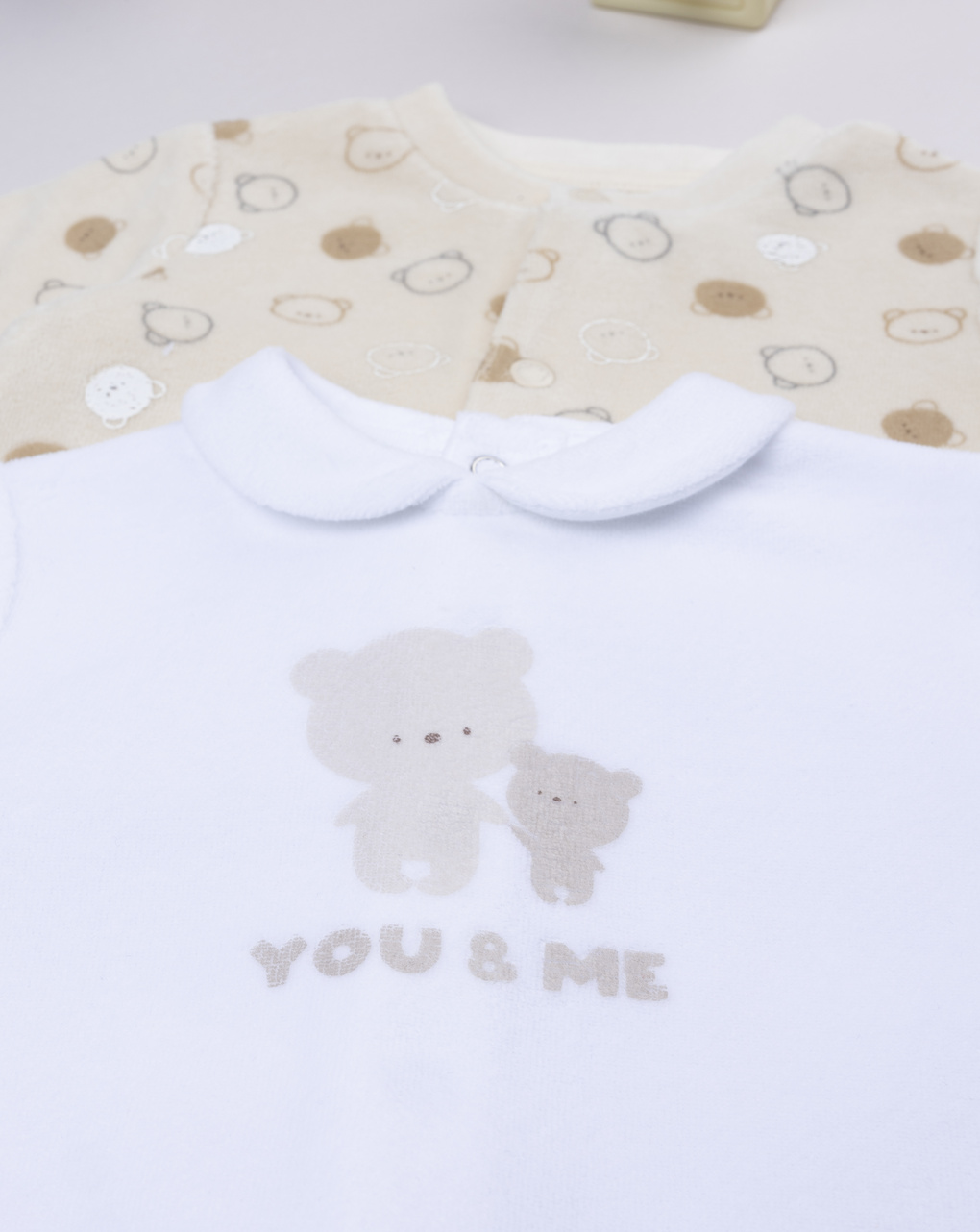 βρεφικά φορμάκια σενίλ με αρκουδάκια πακέτο x2 για αγόρι - Prénatal