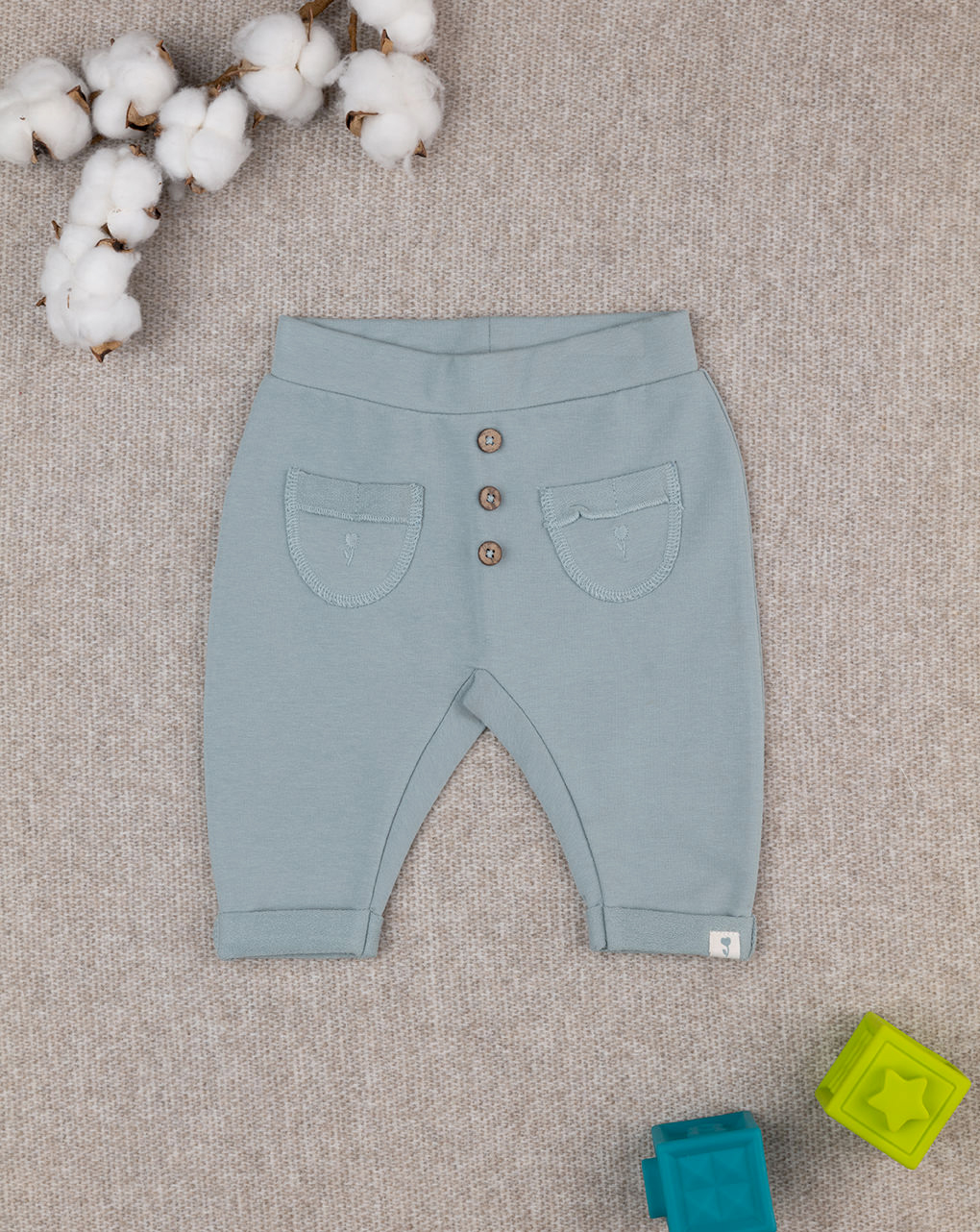 βρεφικό παντελόνι φόρμας πράσινο με λουλούδι για κορίτσι