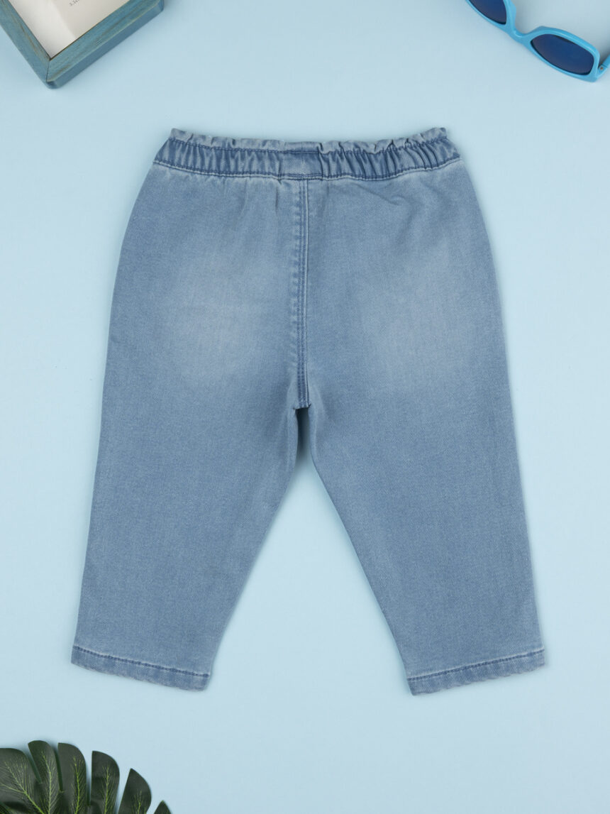 βρεφικό τζιν παντελόνι γαλάζιο με λουλούδια για κορίτσι - Prénatal