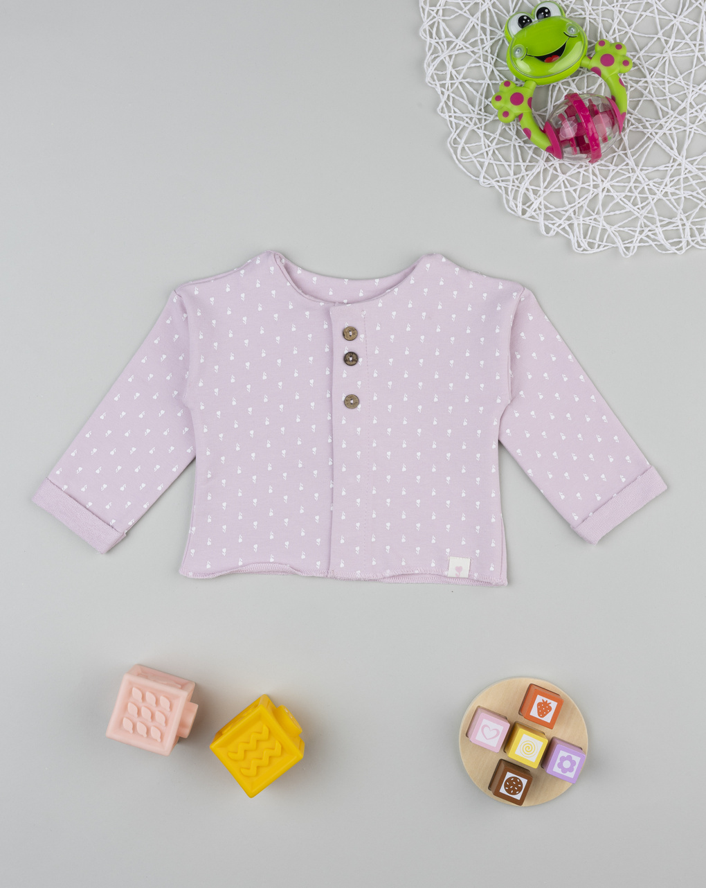 βρεφική ζακέτα ροζ με λουλούδια για κορίτσι