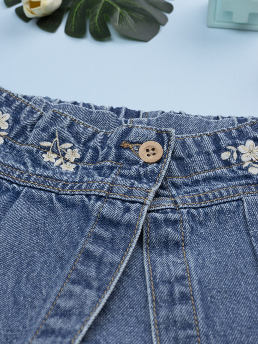 παιδικό τζιν σορτσάκι-φούστα flowers για κορίτσι - Prénatal