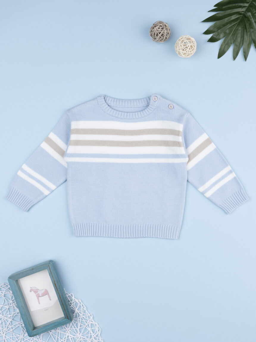 βρεφικό πουλόβερ γαλάζιο ριγέ για αγόρι - Prénatal