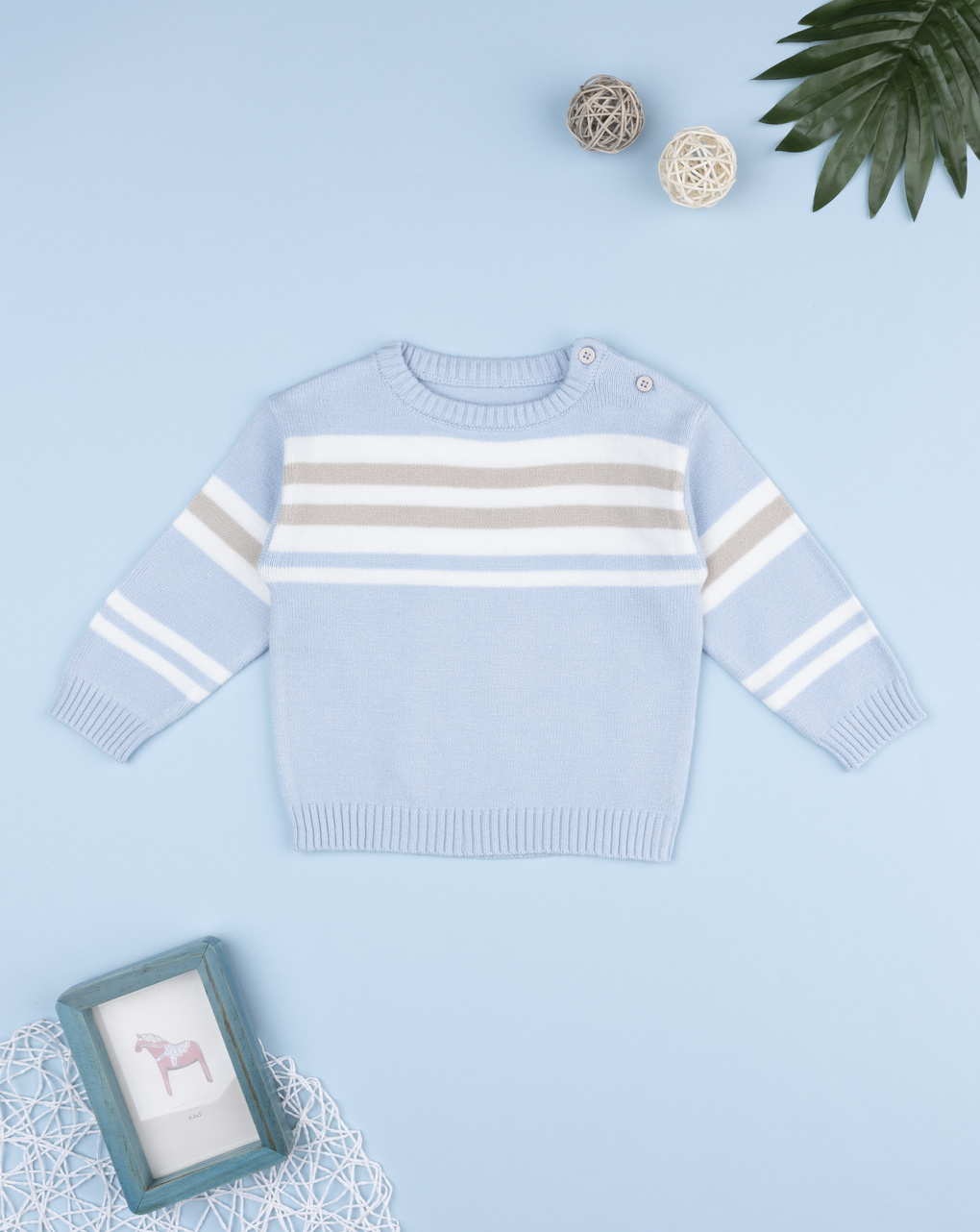 βρεφικό πουλόβερ γαλάζιο ριγέ για αγόρι - Prénatal