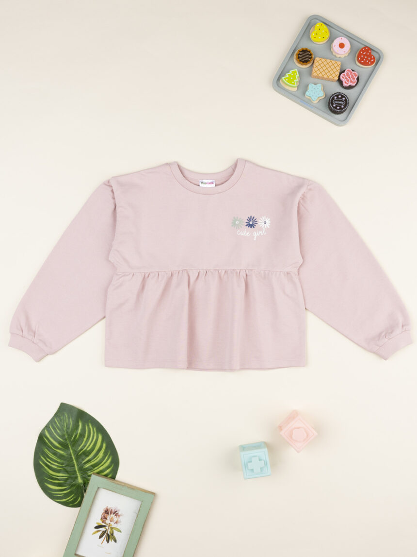 παιδική μπλούζα φούτερ ροζ με μαργαρίτες για κορίτσι - Prénatal