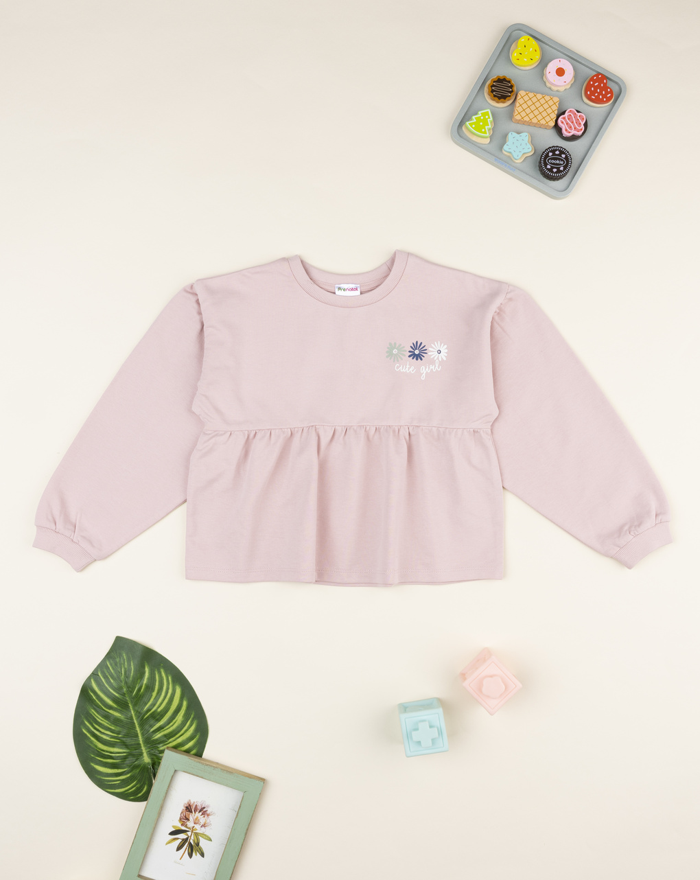 παιδική μπλούζα φούτερ ροζ με μαργαρίτες για κορίτσι - Prénatal
