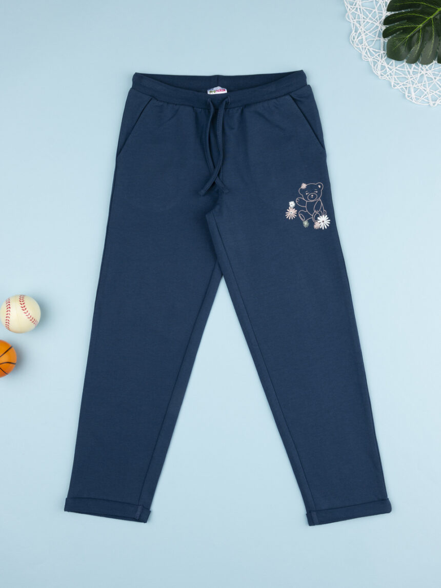 παιδικό παντελόνι φούτερ μπλε με αρκουδάκι για κορίτσι - Prénatal