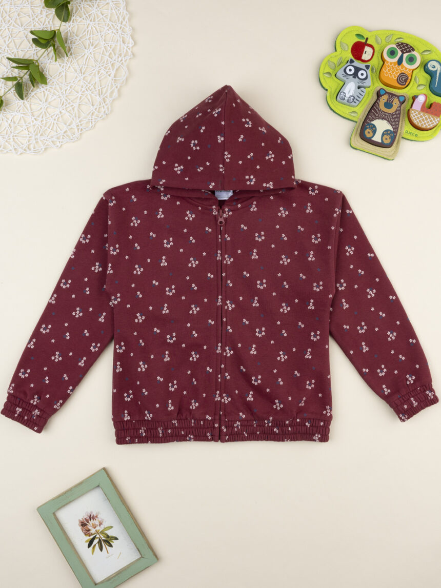 παιδική ζακέτα φούτερ μπορντώ φλοράλ για κορίτσι - Prénatal