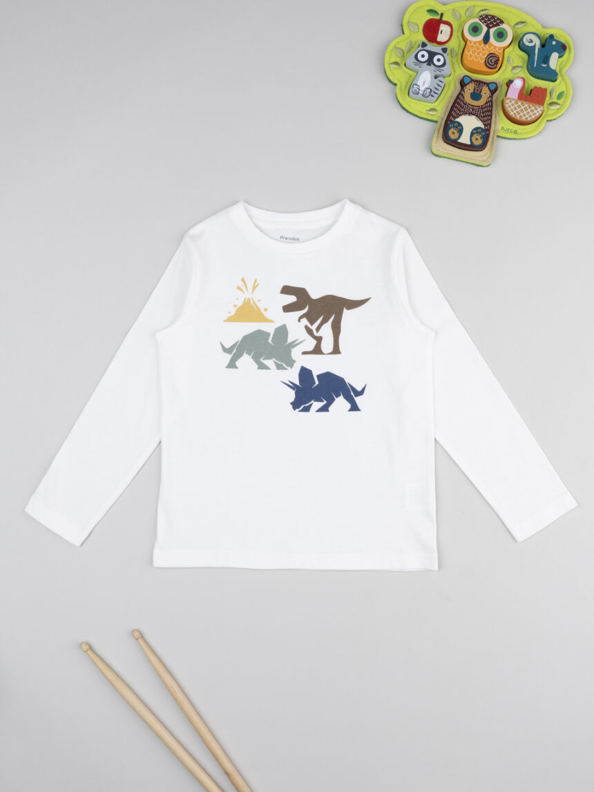 παιδική μπλούζα λευκή dinos για αγόρι - Prénatal