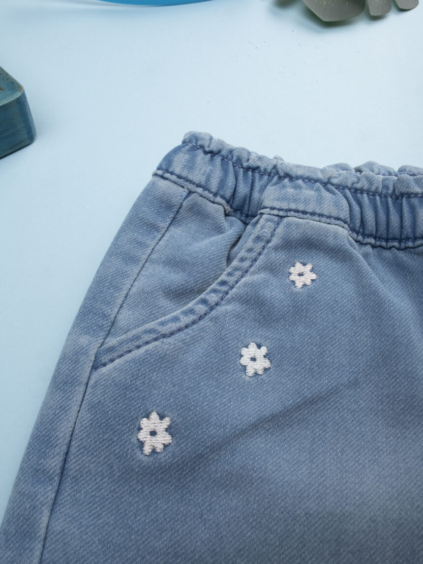 βρεφικό τζιν παντελόνι γαλάζιο με λουλούδια για κορίτσι - Prénatal