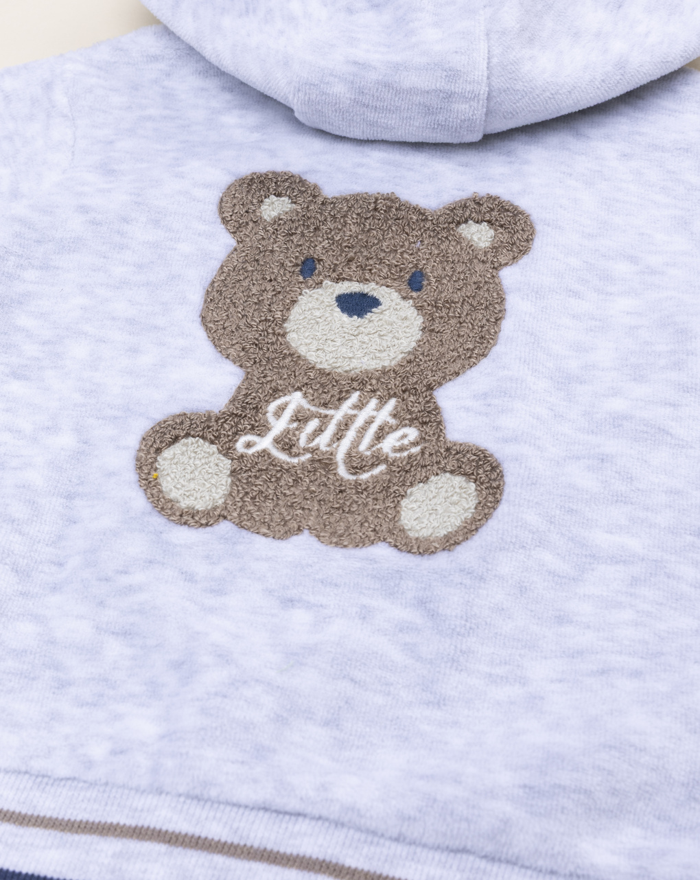 βρεφική ζακέτα βελουτέ γκρι με αρκουδάκι για αγόρι - Prénatal