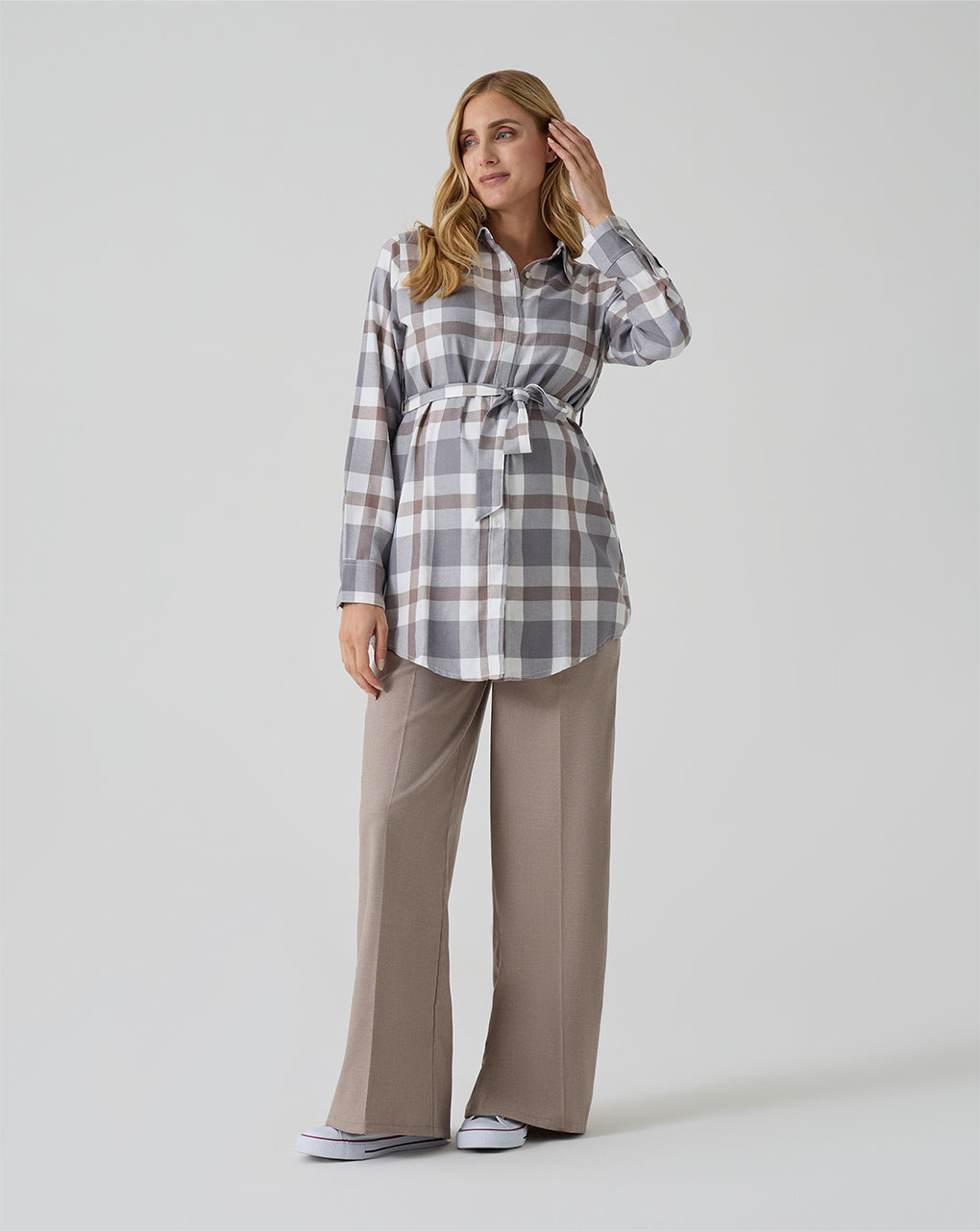 γυναικείο παντελόνι εγκυμοσύνης wide leg μπεζ - Prénatal