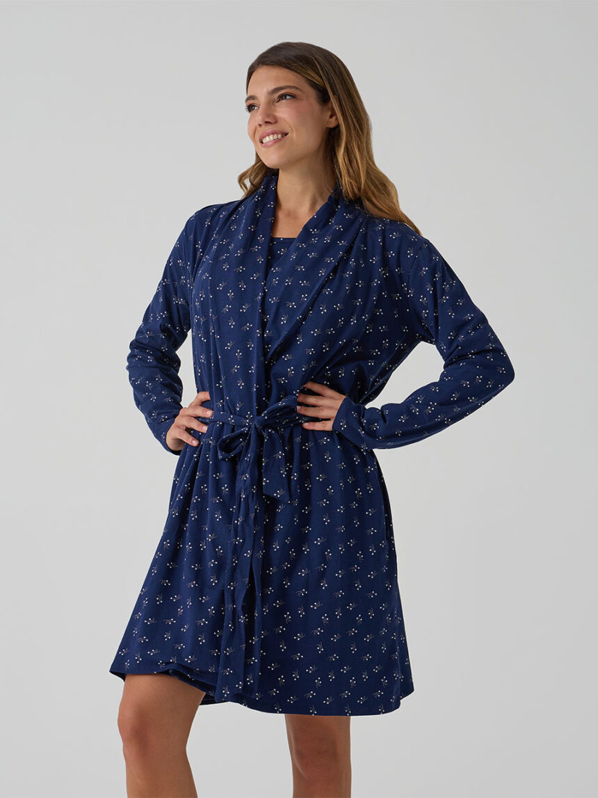 γυναικεία ρόμπα εγκυμοσύνης/θηλασμού μπλε φλοράλ - Prénatal