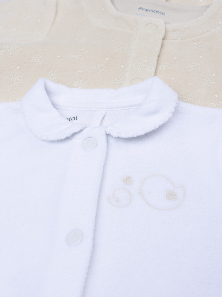 βρεφικά φορμάκια σενίλ με πουλάκια πακέτο x3 για κορίτσι - Prénatal