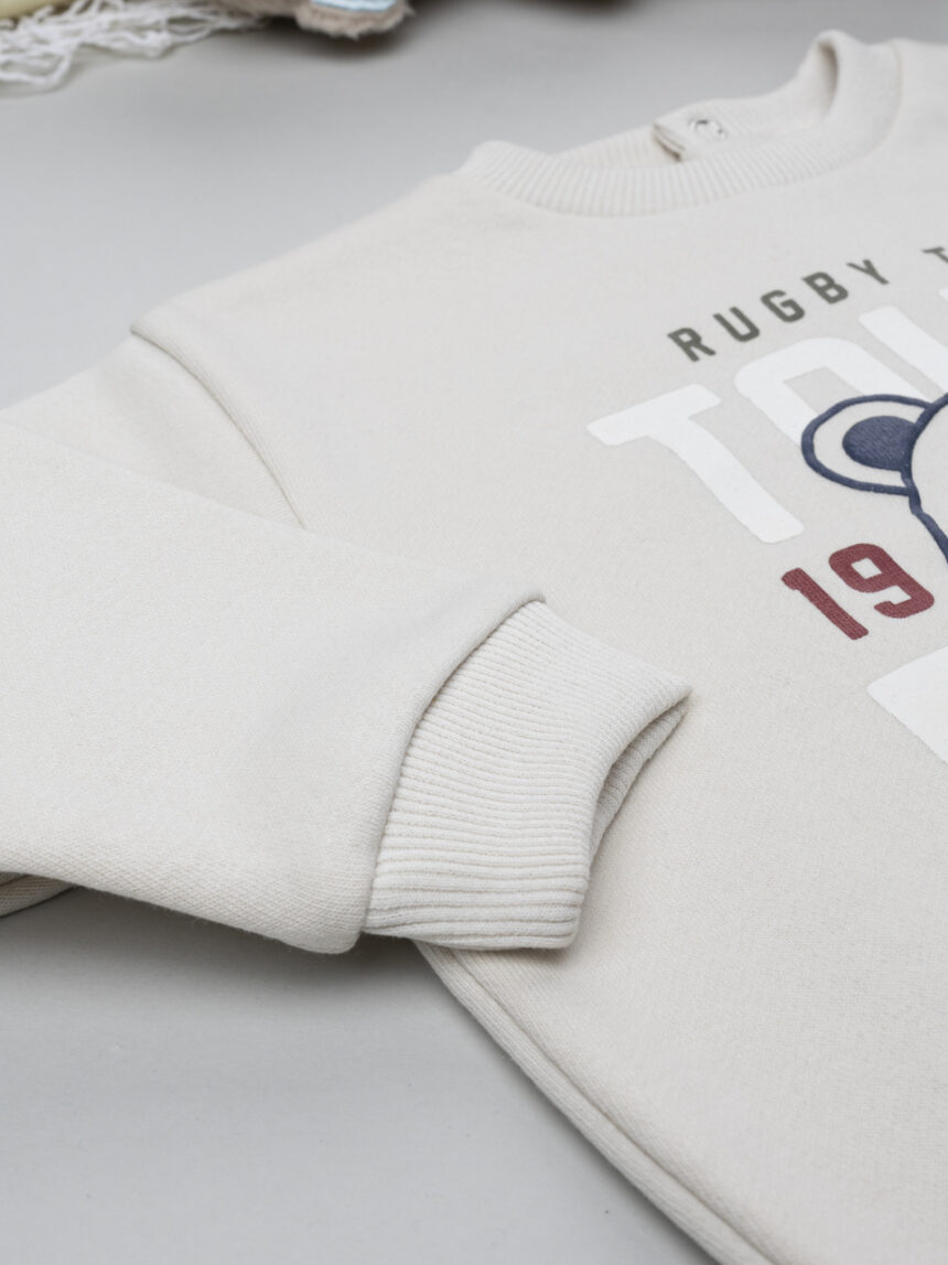 βρεφική μπλούζα φούτερ κρεμ rugby team για αγόρι - Prénatal