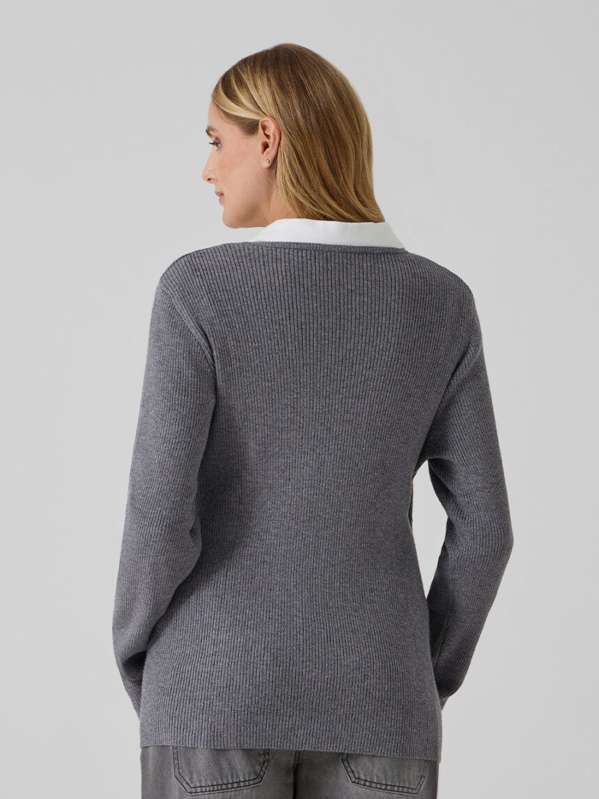 γυναικεία ζακέτα πλεκτή εγκυμοσύνης/θηλασμού γκρι - Prénatal