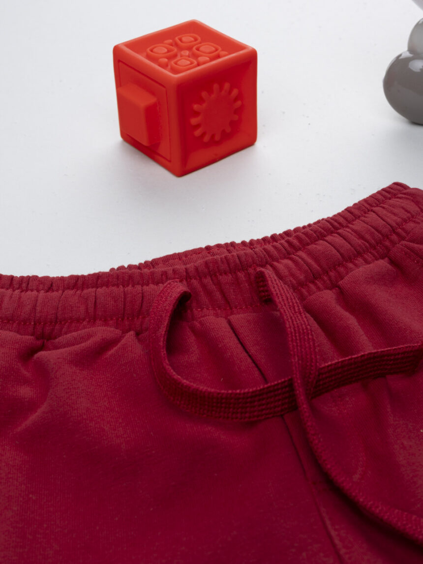 βρεφικό παντελόνι φούτερ μπορντώ με αλεπού για αγόρι - Prénatal