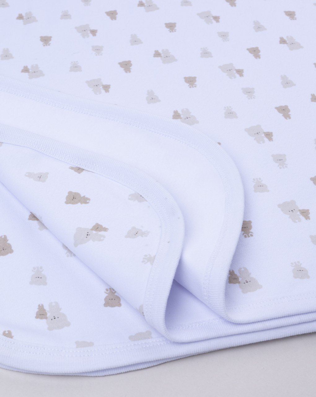 βρεφική κουβέρτα λευκή με αρκουδάκια για αγόρι - Prénatal