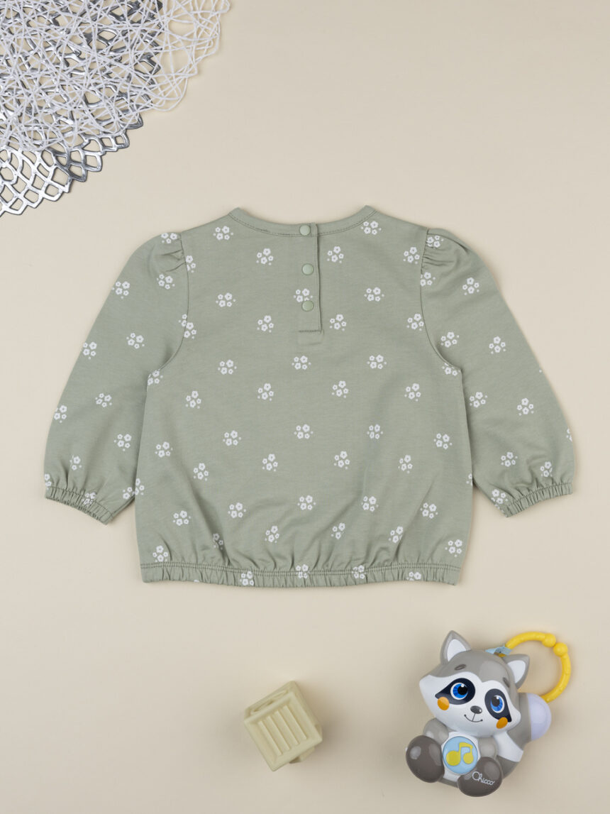 βρεφική μπλούζα φούτερ φιστικί με λουλούδια για κορίτσι - Prénatal