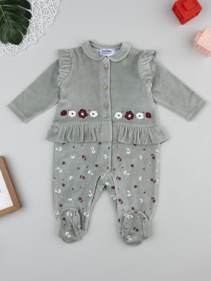 βρεφικό φορμάκι σενίλ λαδί wood girl για κορίτσι - Prénatal