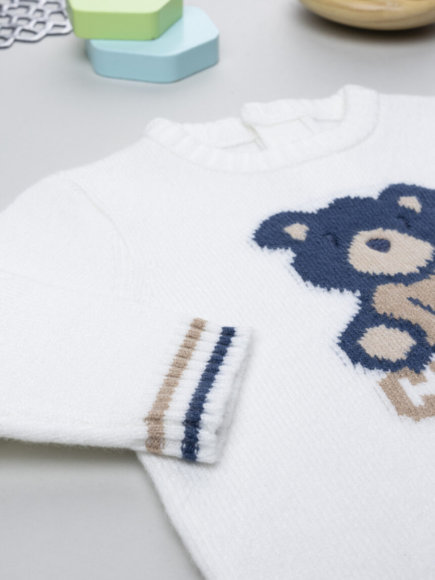 βρεφικό πουλόβερ λευκό cute για αγόρι - Prénatal