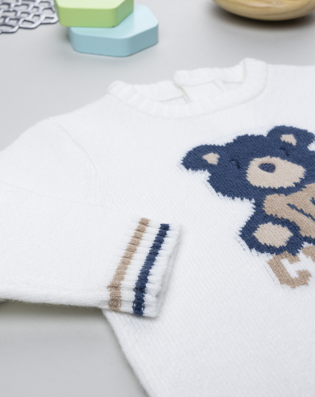 βρεφικό πουλόβερ λευκό cute για αγόρι - Prénatal