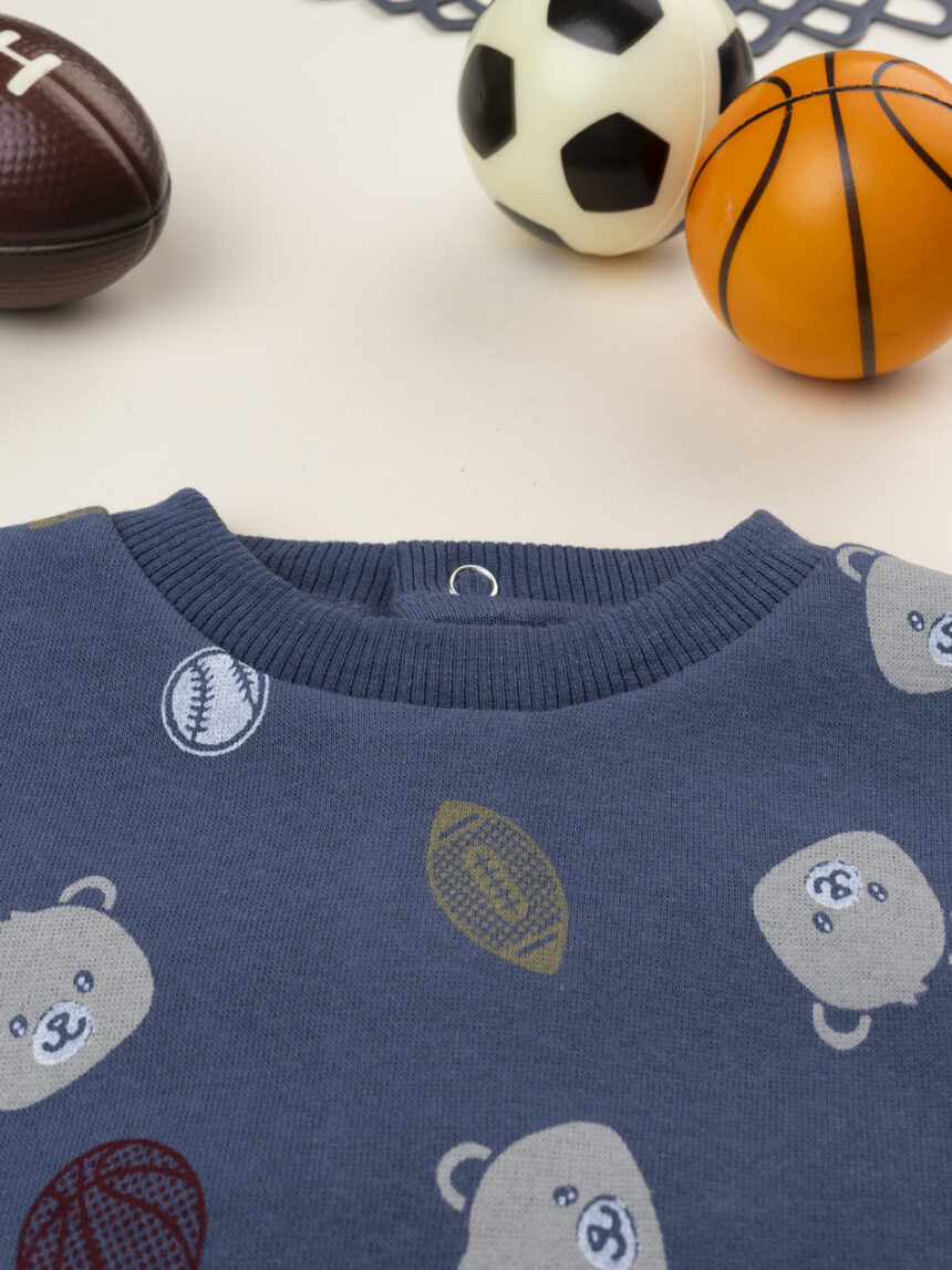 βρεφική μπλούζα φούτερ μπλε sports για αγόρι - Prénatal