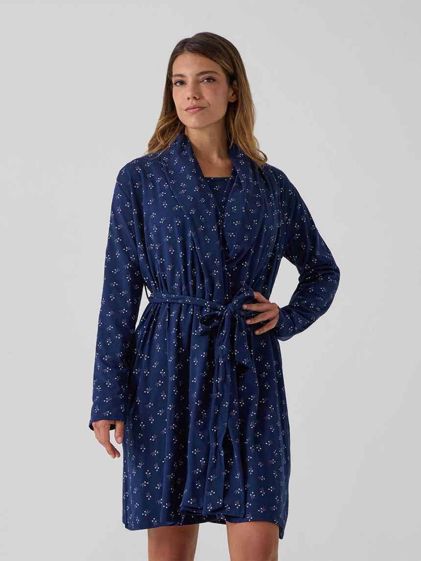 γυναικεία ρόμπα εγκυμοσύνης/θηλασμού μπλε φλοράλ - Prénatal