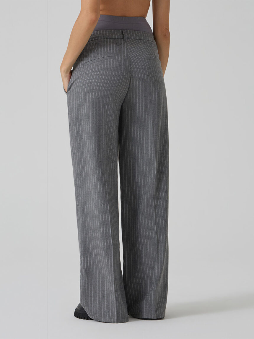 γυναικείο παντελόνι εγκυμοσύνης ριγέ γκρι/λευκό - Prénatal