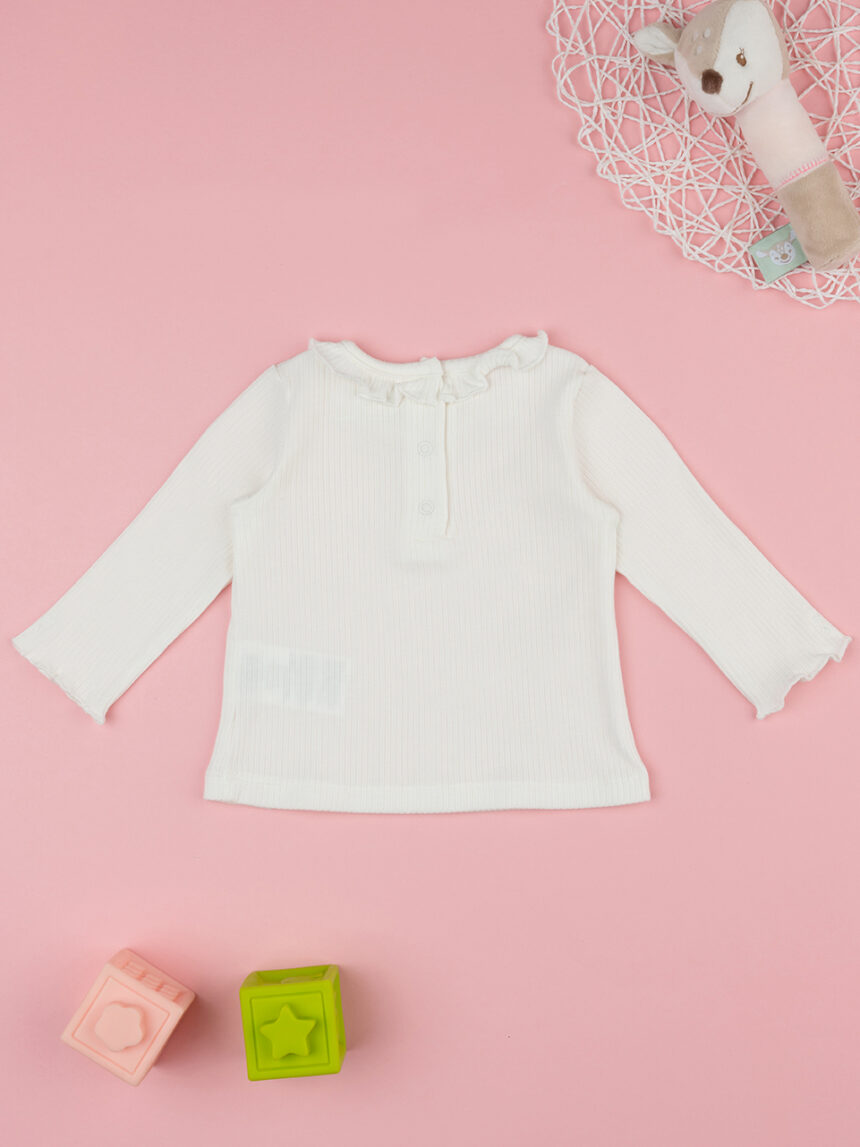 βρεφική μπλούζα λευκή ριμπ για κορίτσι - Prénatal