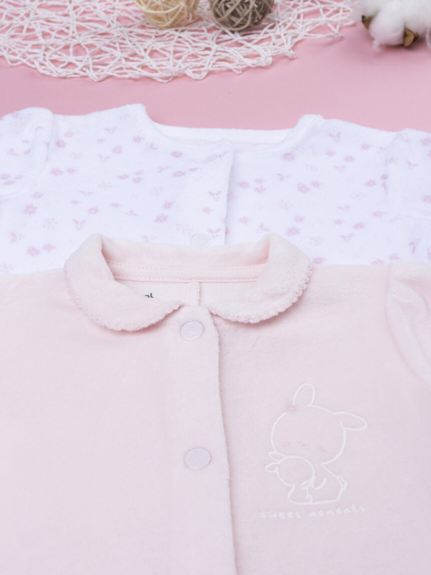 βρεφικά φορμάκια σενίλ με λαγουδάκια πακέτο x2 για κορίτσι - Prénatal