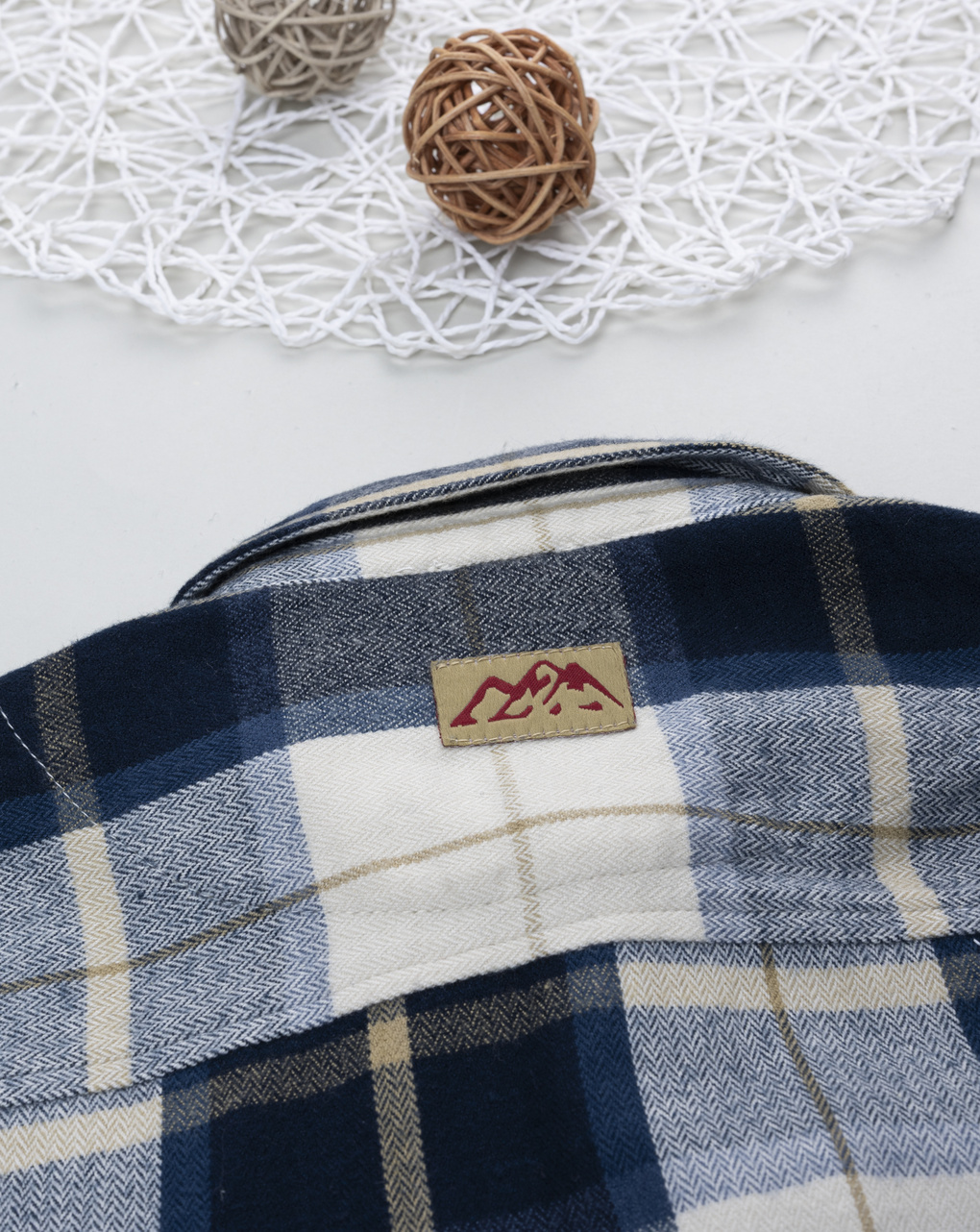 παιδικό πουκάμισο καρό μπλε/μπεζ για αγόρι - Prénatal