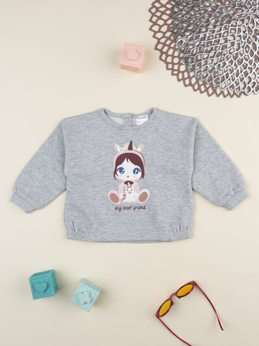 βρεφική μπλούζα φούτερ γκρι best friend για κορίτσι - Prénatal
