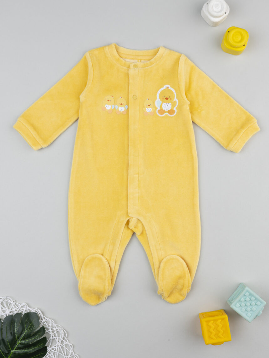βρεφικό φορμάκι σενίλ κίτρινο baby smile unisex - Prénatal