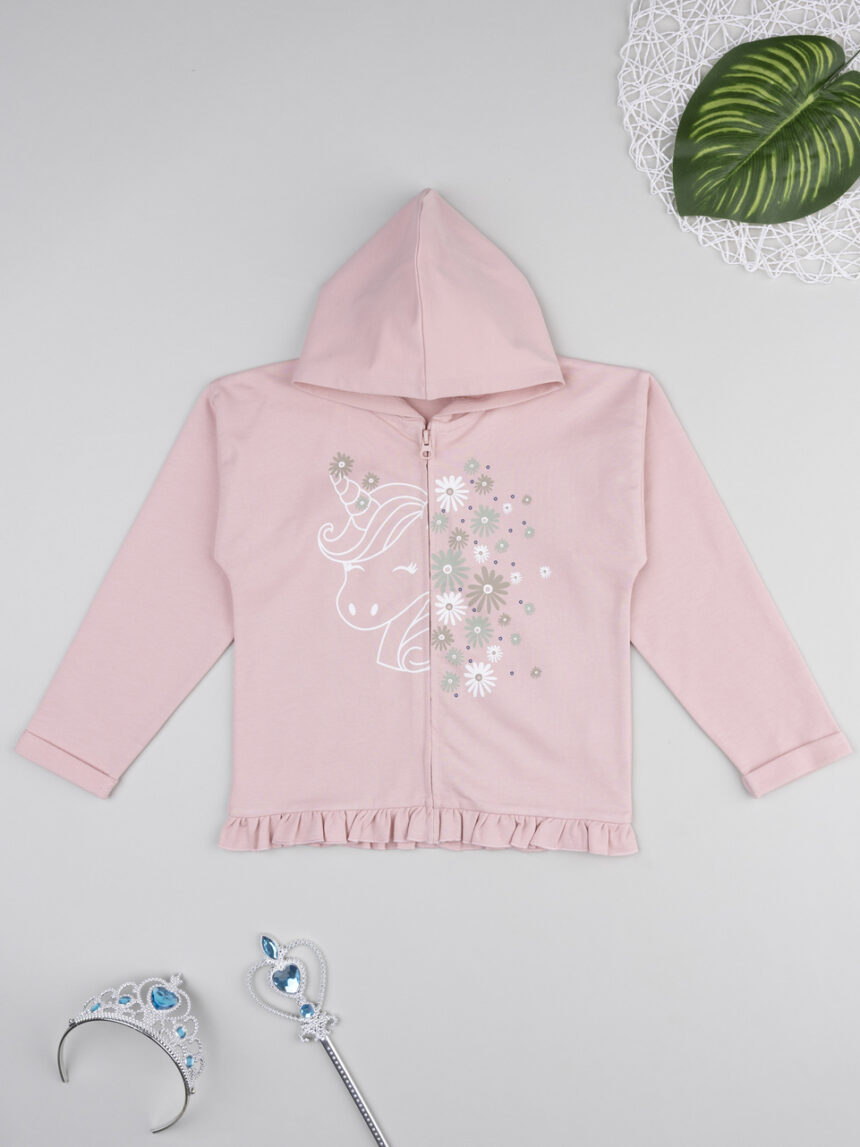 παιδική ζακέτα φούτερ ροζ με μονόκερο για κορίτσι - Prénatal