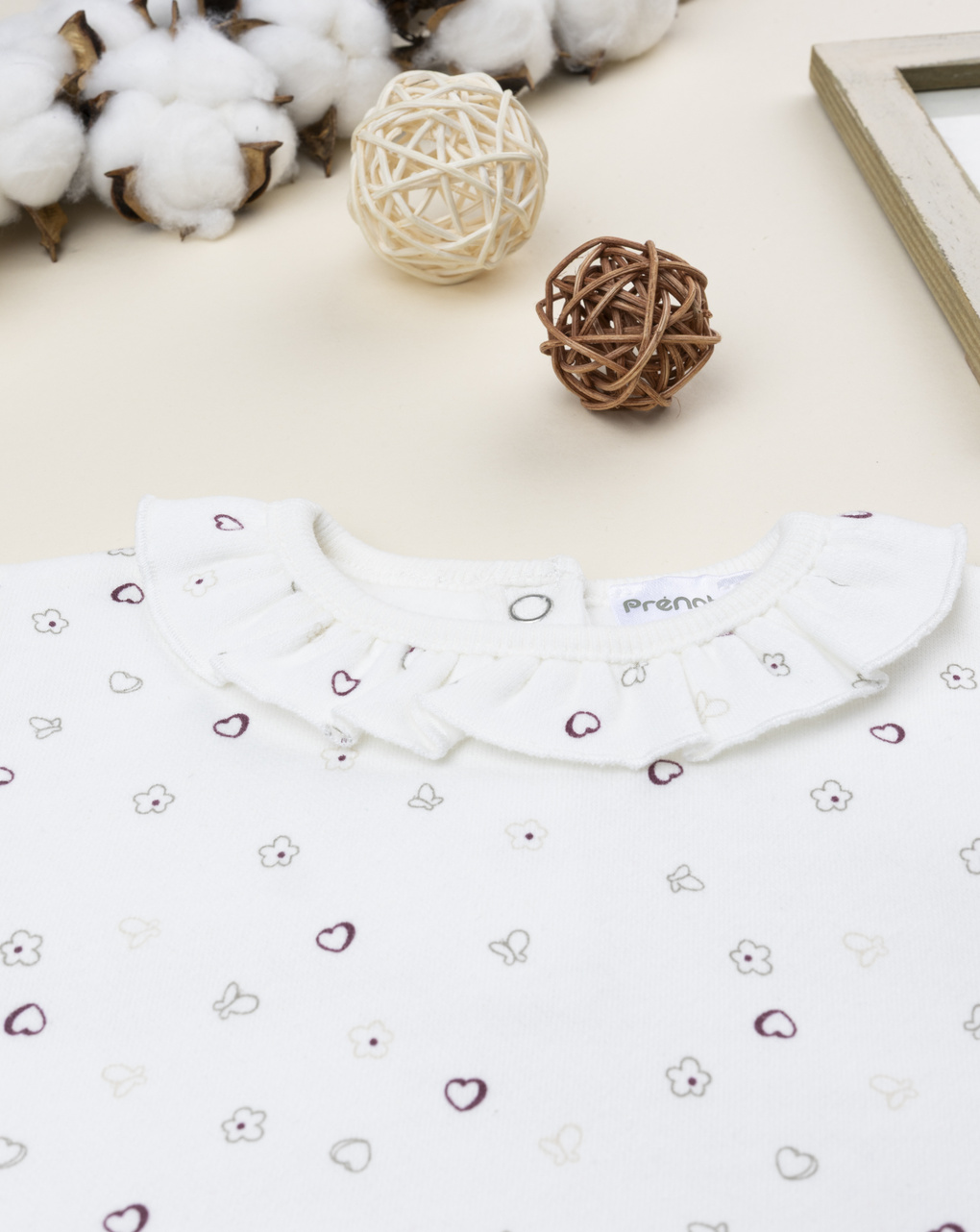 βρεφική μπλούζα φούτερ λευκή με καρδούλες για κορίτσι - Prénatal