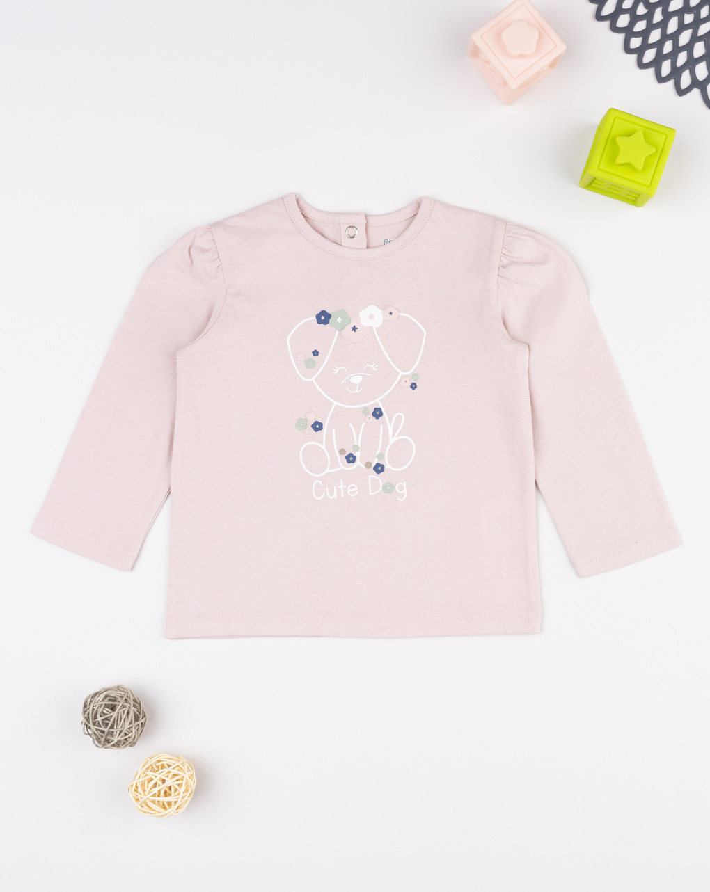 βρεφική μπλούζα ροζ cute dog για κορίτσι