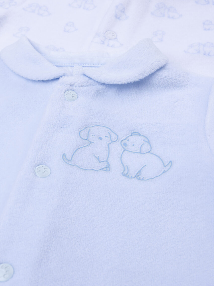 βρεφικά φορμάκια σενίλ με σκυλάκια πακέτο x2 για αγόρι - Prénatal