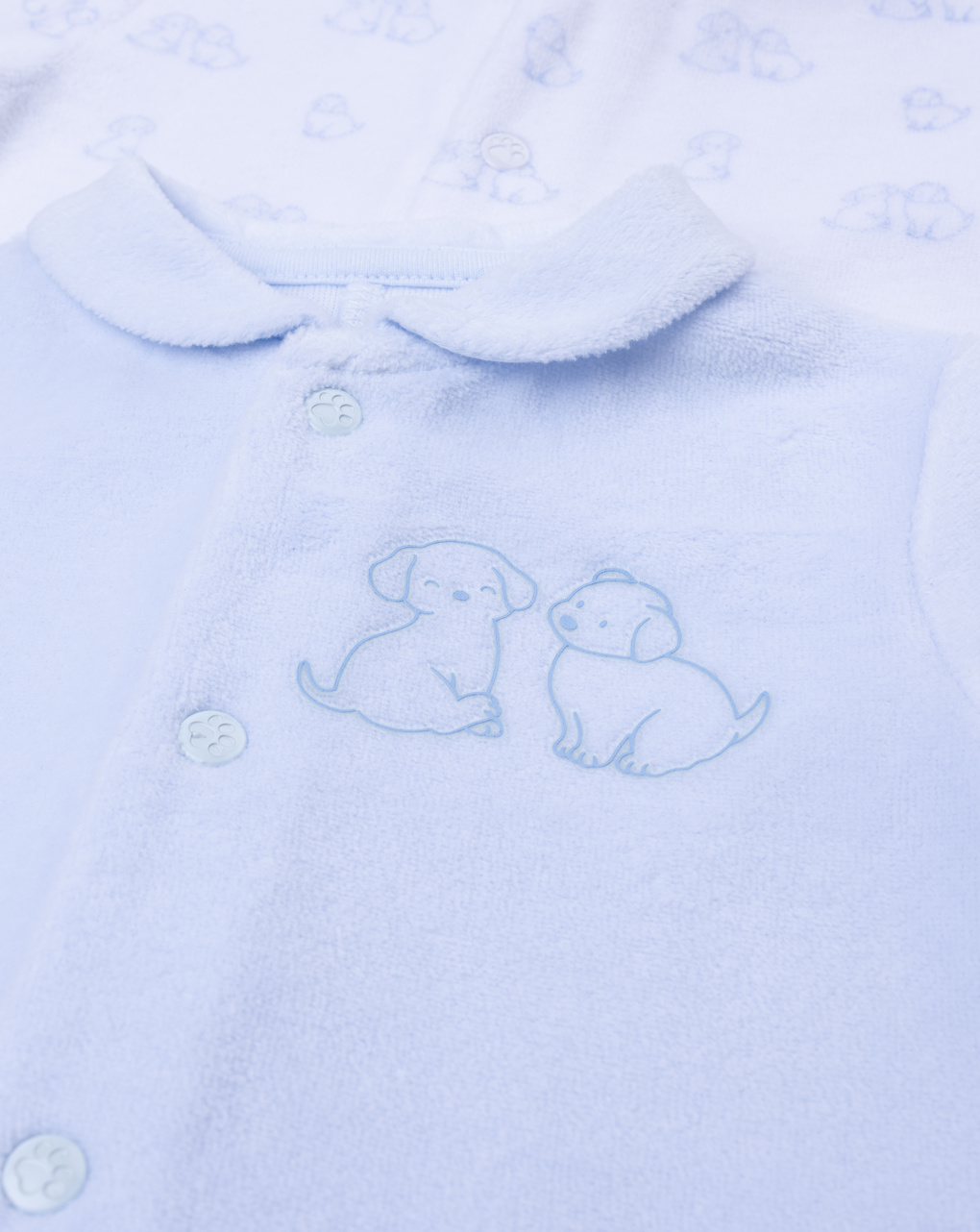 βρεφικά φορμάκια σενίλ με σκυλάκια πακέτο x2 για αγόρι - Prénatal