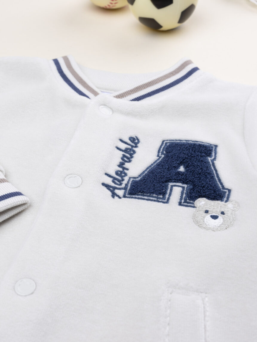 βρεφικό φορμάκι βελουτέ μπεζ adorable για αγόρι - Prénatal