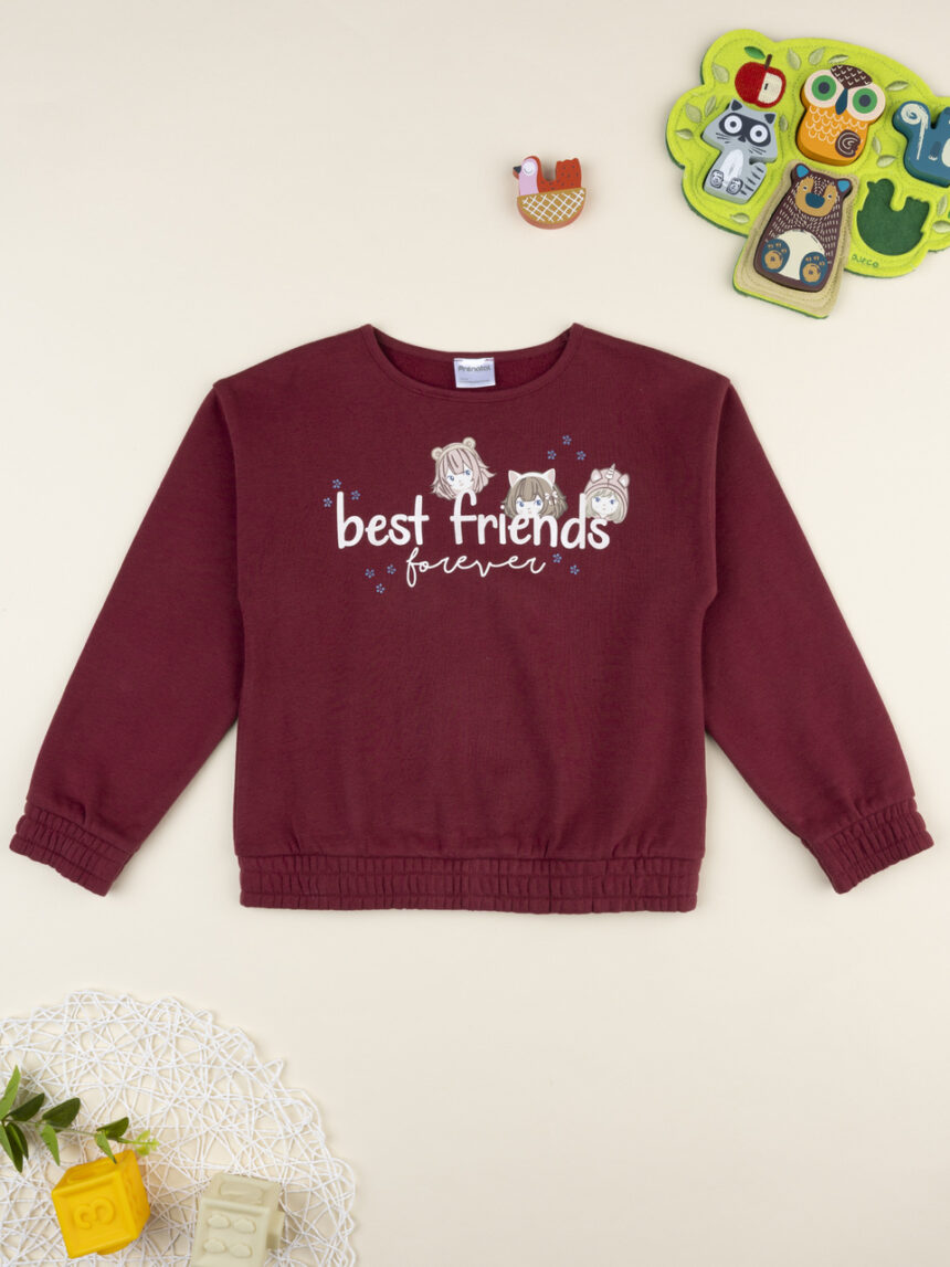 παιδική μπλούζα φούτερ μπορντώ best friends για κορίτσι - Prénatal