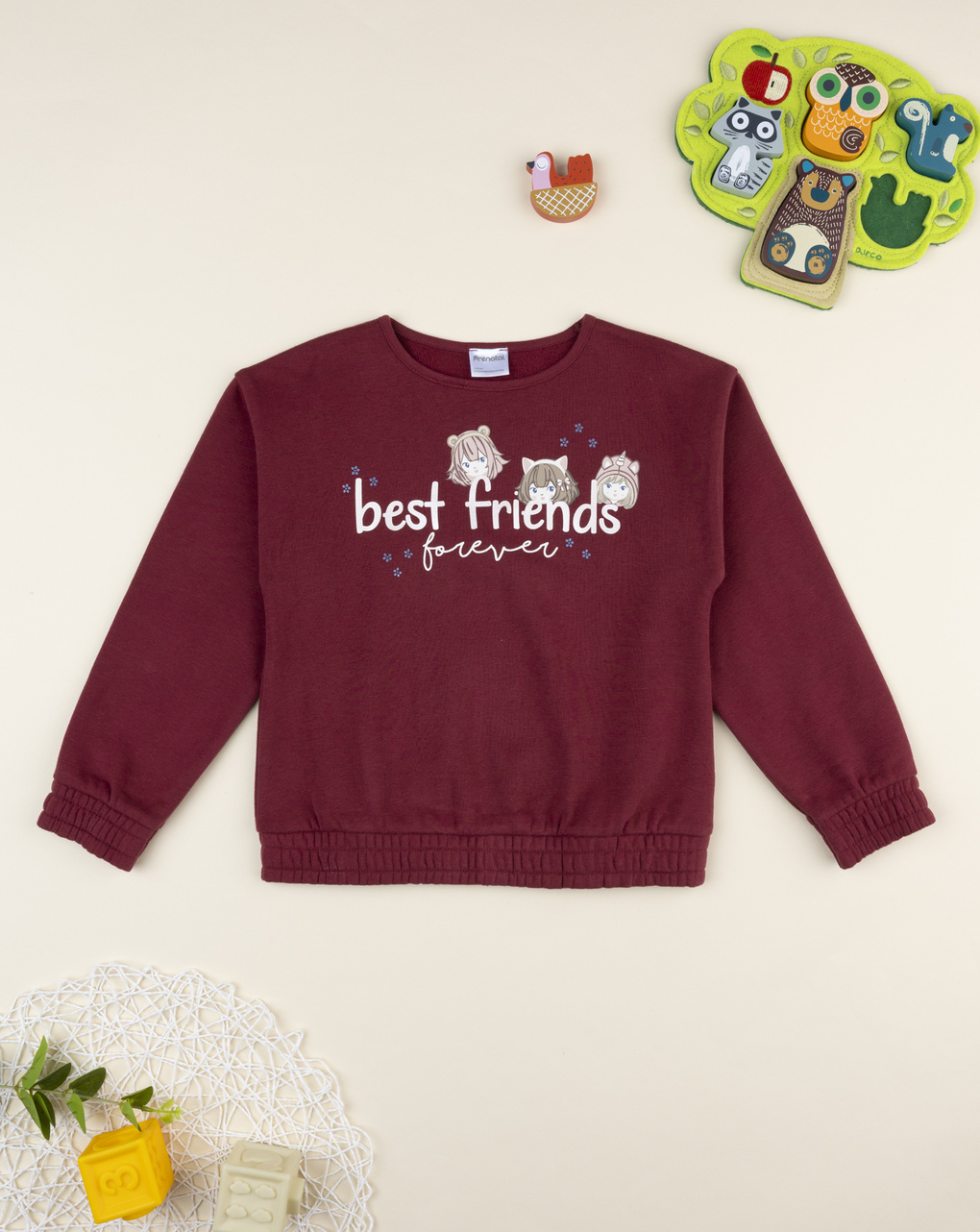 παιδική μπλούζα φούτερ μπορντώ best friends για κορίτσι