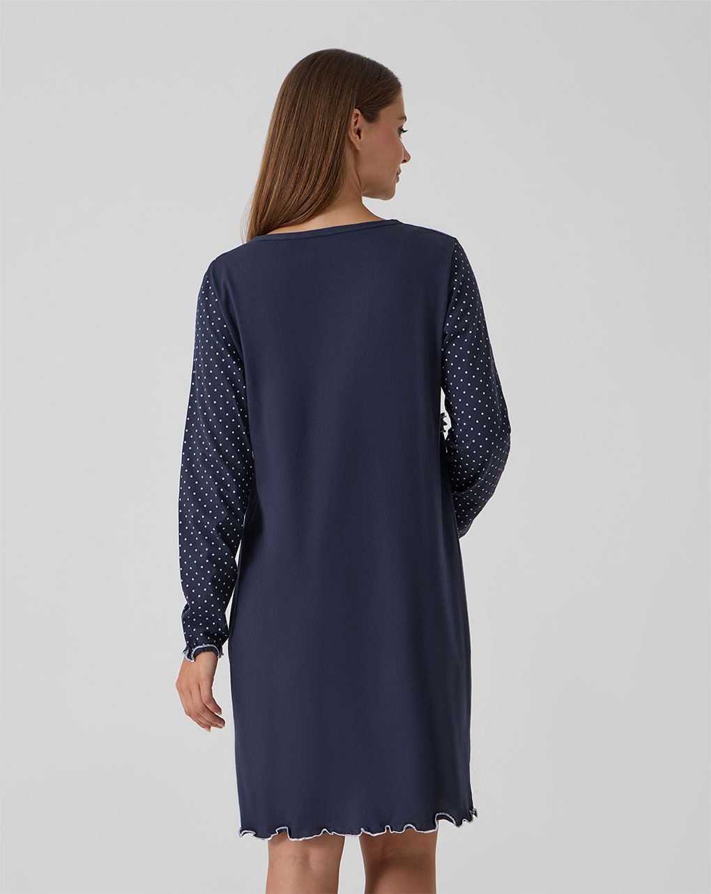 γυναικείο νυχτικό εγκυμοσύνης/θηλασμού μπλε πουά - Prénatal